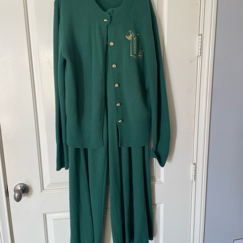 Wicked Green Button-Up Cardigan and Pants Set